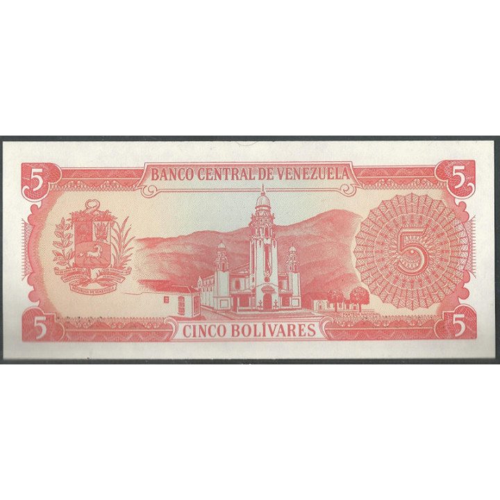 Venezuela 5 Bolivares 21 Sep 1989 A 8 Dig P70b reverso