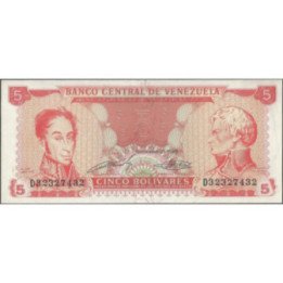 Venezuela 5 Bolivares 21 Sep 1989 D 8 Dig P70b