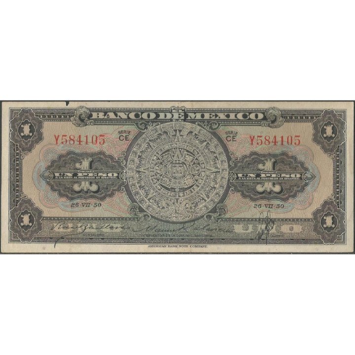 Mexico 1 Peso 26 Jul 1950 Serie CE P46b