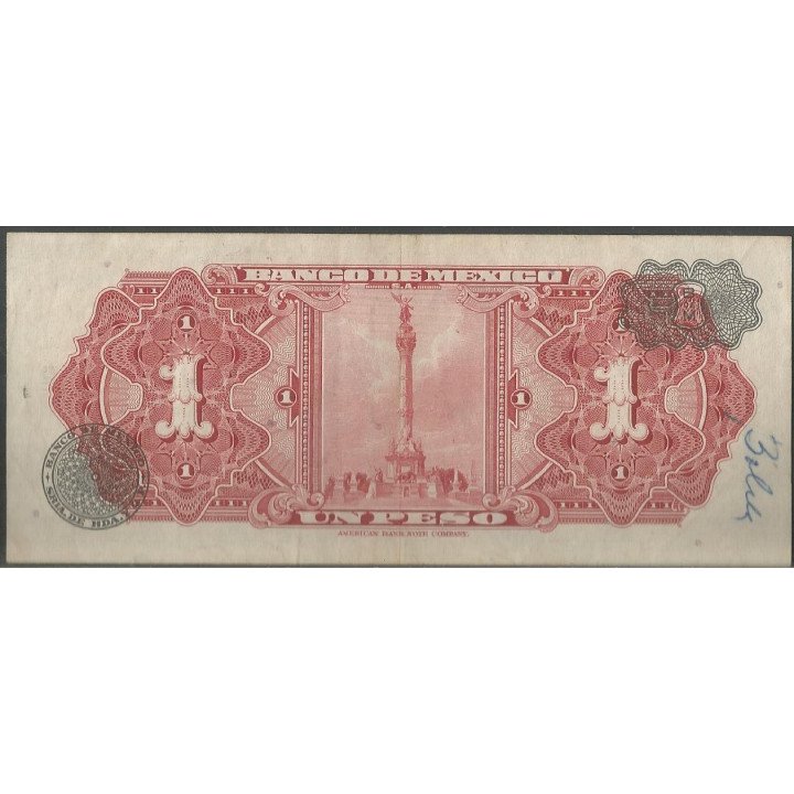 Mexico 1 Peso 25 Ene 1961 Serie JZ P59g reverso