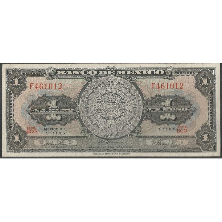 Mexico 1 Peso 9 Jun 1965 Serie BCO P59i