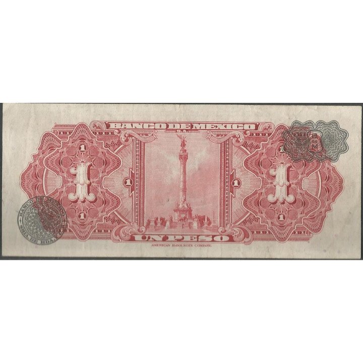 Mexico 1 Peso 9 Jun 1965 Serie BCO P59i reverso