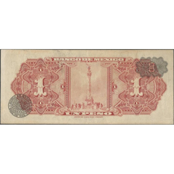 Mexico 1 Peso 10 May 1967 Serie BDA P59j reverso