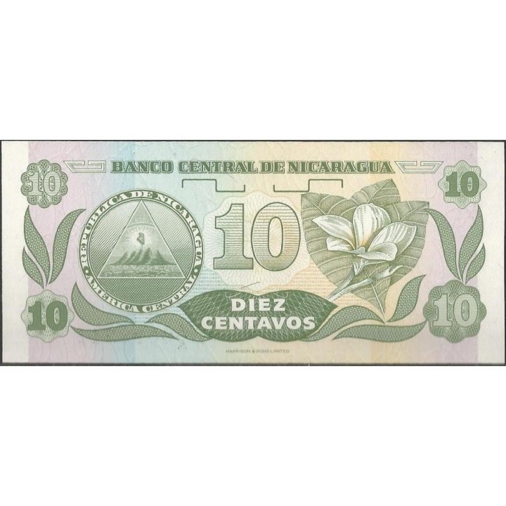Nicaragua 10 Centavos 1991 P169a reverso