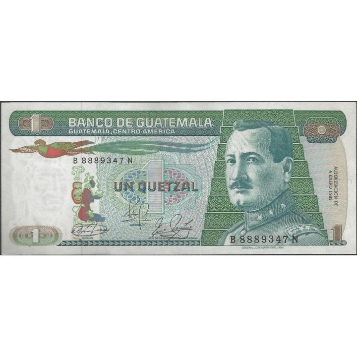 Guatemala 1 Quetzal 4 Ene 1989 P66