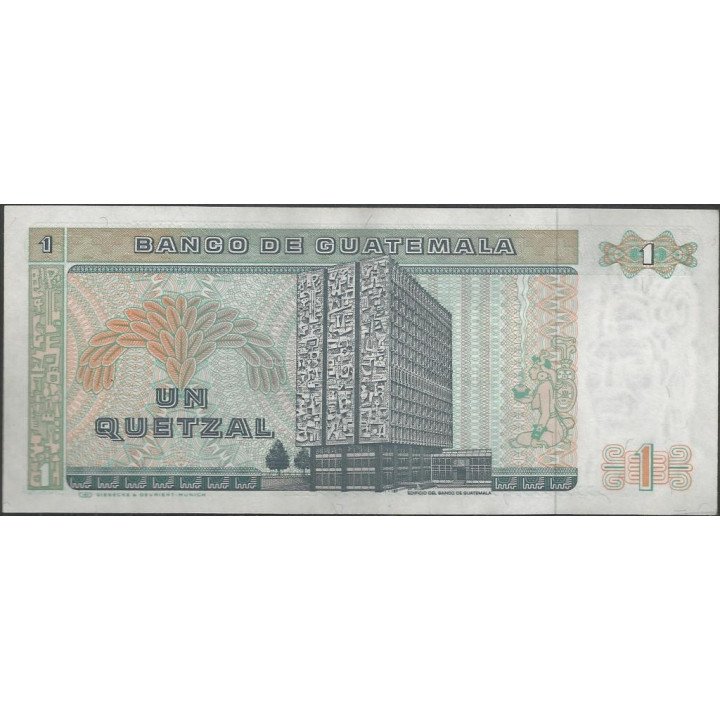 Guatemala 1 Quetzal 4 Ene 1989 P66 reverso