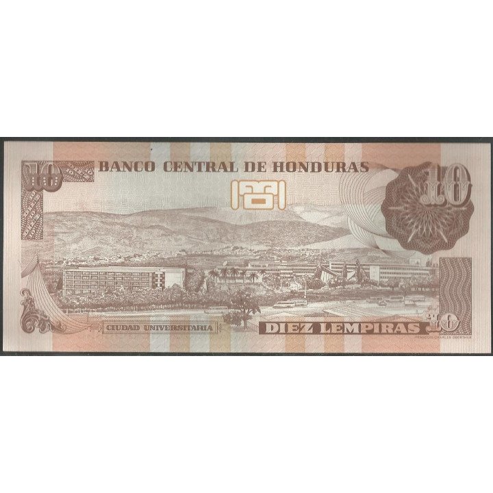 Honduras 10 Lempiras 13 Jul 2006 P86d reverso