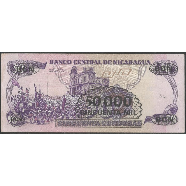 Nicaragua 50.000 Cordobas D1987 P148 reverso