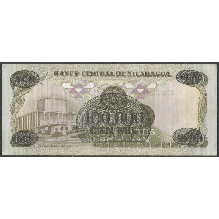 Nicaragua 100.000 Cordobas D1987 P149 reverso