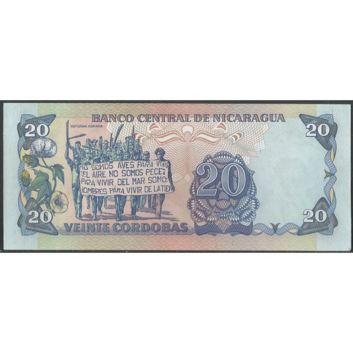 Nicaragua 20 Cordobas 1985 P152a reverso