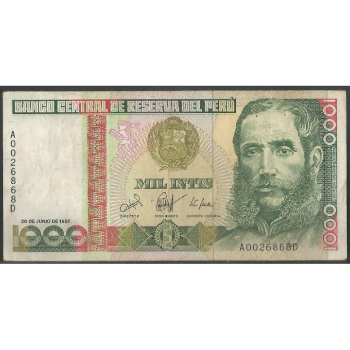 Peru 1.000 Intis 26 Jun 1987 P136b