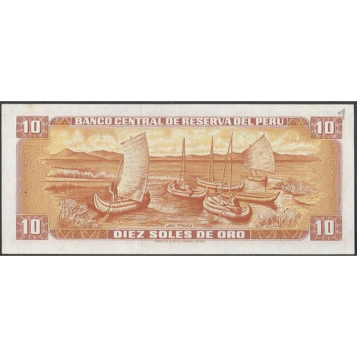 Peru 10 Soles 17 Nov 1976 P112 reverso