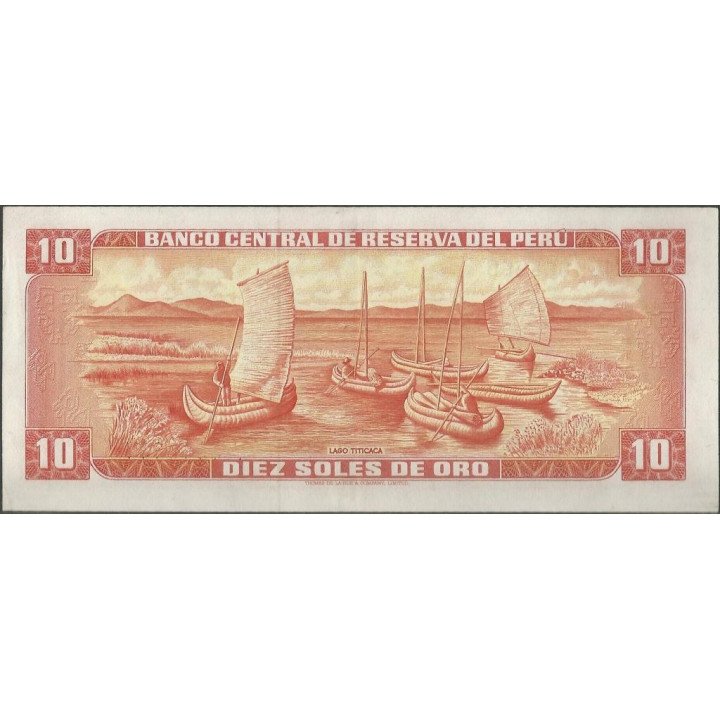 Peru 10 Soles 2 Oct 1979 P106 reverso