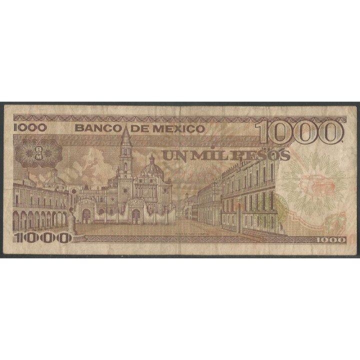 Mexico 1.000 Pesos 19 Jul 1985 Serie YK P85 reverso