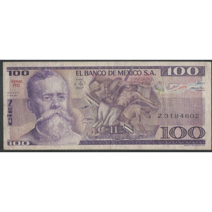 Mexico 100 Pesos 27 Ene 1981 Serie RE P74a