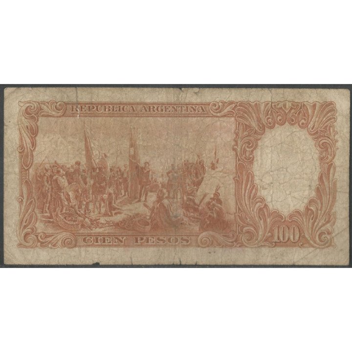 Argentina 100 Pesos ND1967-69 Serie F P277 reverso