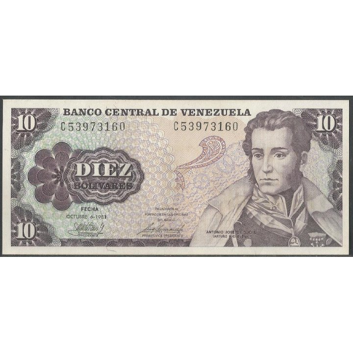 Venezuela 10 Bolivares 6 Oct 1981 C 8 Dig P60a