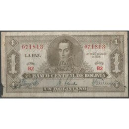 Bolivia 1 Boliviano L 20 Jul 1928 Serie B2 P128a