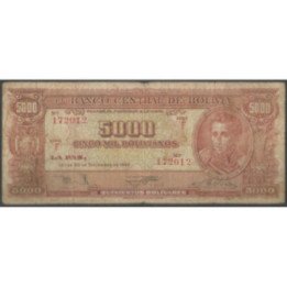 Bolivia 5.000 Bolivianos L 20 Dic 1945 Serie F P150