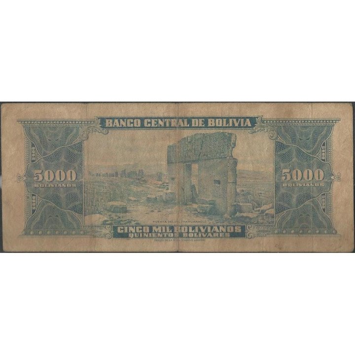 Bolivia 5.000 Bolivianos L 20 Dic 1945 Serie K P150 reverso