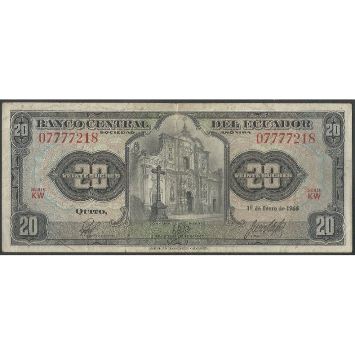 Ecuador 20 Sucres 1 Ene 1966 KW P103a