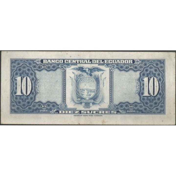 Ecuador 10 Sucres 14 Mar 1975 LA P109 reverso