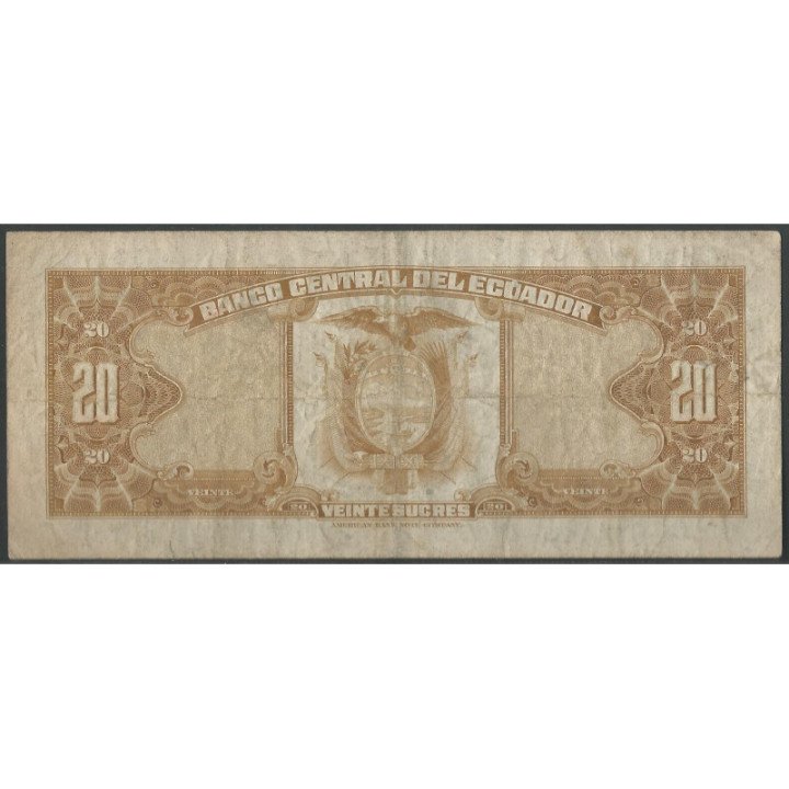 Ecuador 20 Sucres 10 Ago 1976 LC P110 reverso
