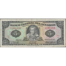 Ecuador 5 Sucres 27 Feb 1970 HI P113b