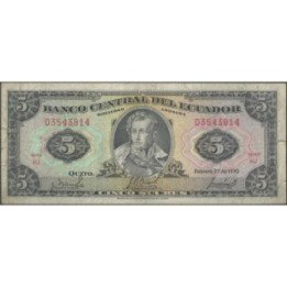 Ecuador 5 Sucres 27 Feb 1970 HJ Firma 3 Pequeña P113b