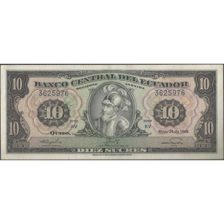 Ecuador 10 Sucres 24 May 1968 KV P114a