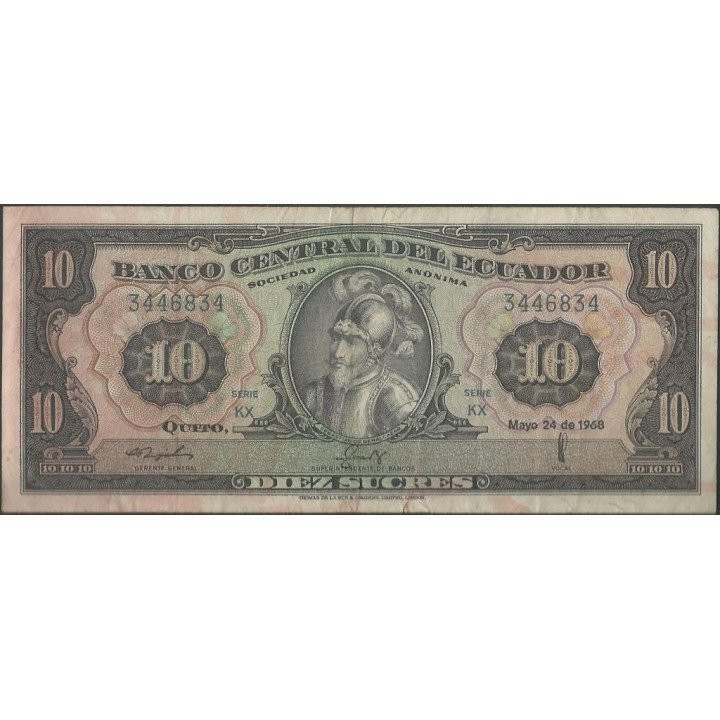 Ecuador 10 Sucres 24 May 1968 KX P114a