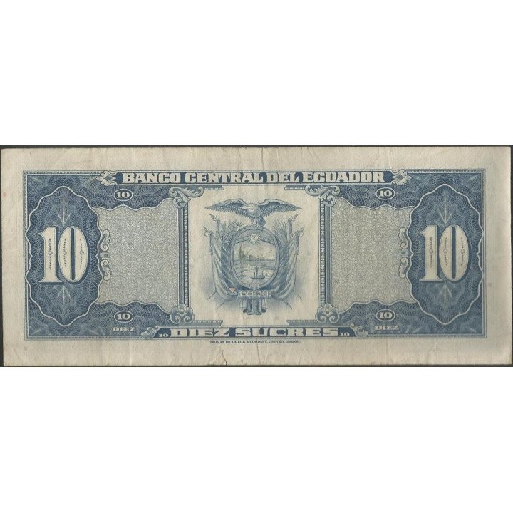 Ecuador 10 Sucres 24 May 1968 KX P114a reverso