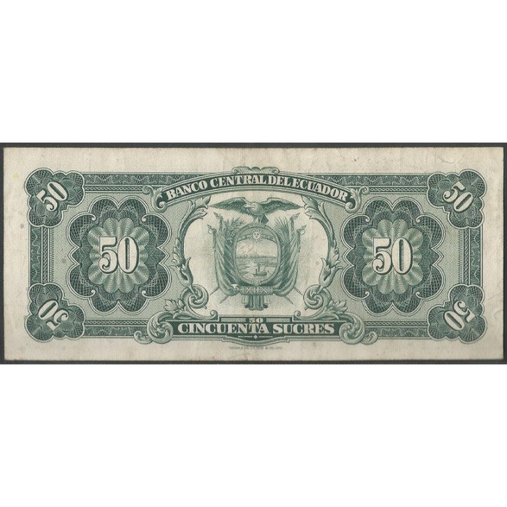 Ecuador 50 Sucres 17 Jul 1974 TO P116d reverso