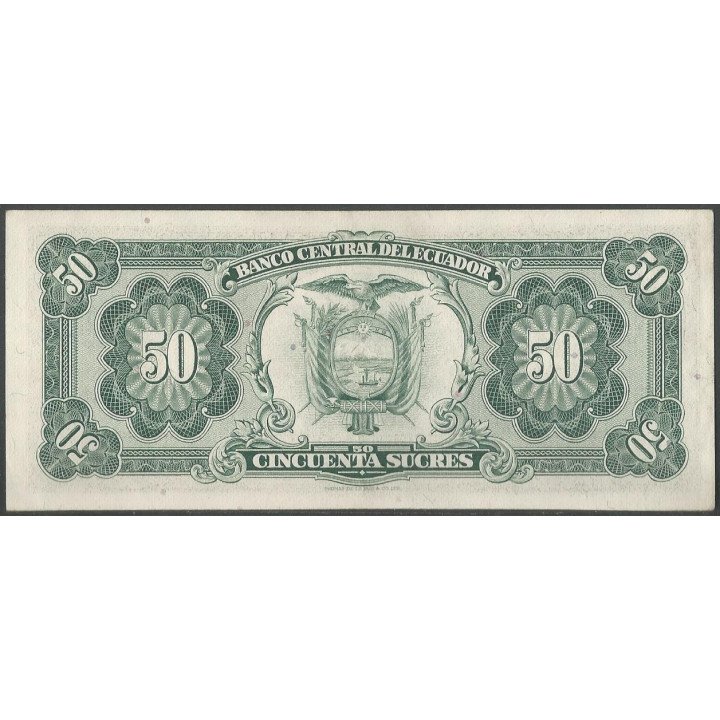 Ecuador 50 Sucres 17 Jul 1974 TP P116d reverso