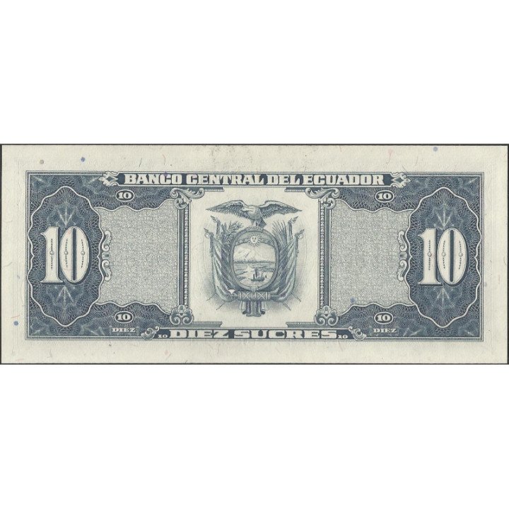 Ecuador 10 Sucres 22 Nov 1988 LP P121 reverso