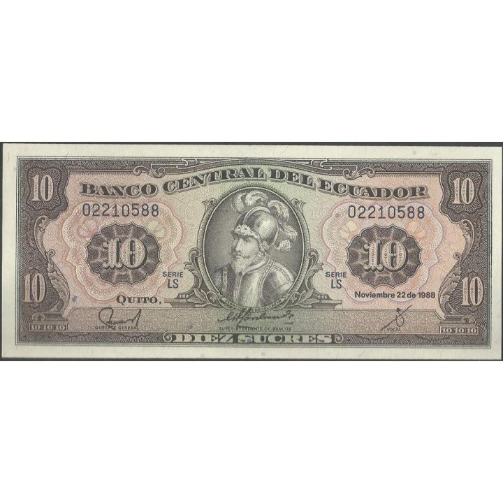 Ecuador 10 Sucres 22 Nov 1988 LS P121