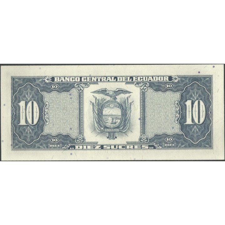 Ecuador 10 Sucres 22 Nov 1988 LS P121 reverso
