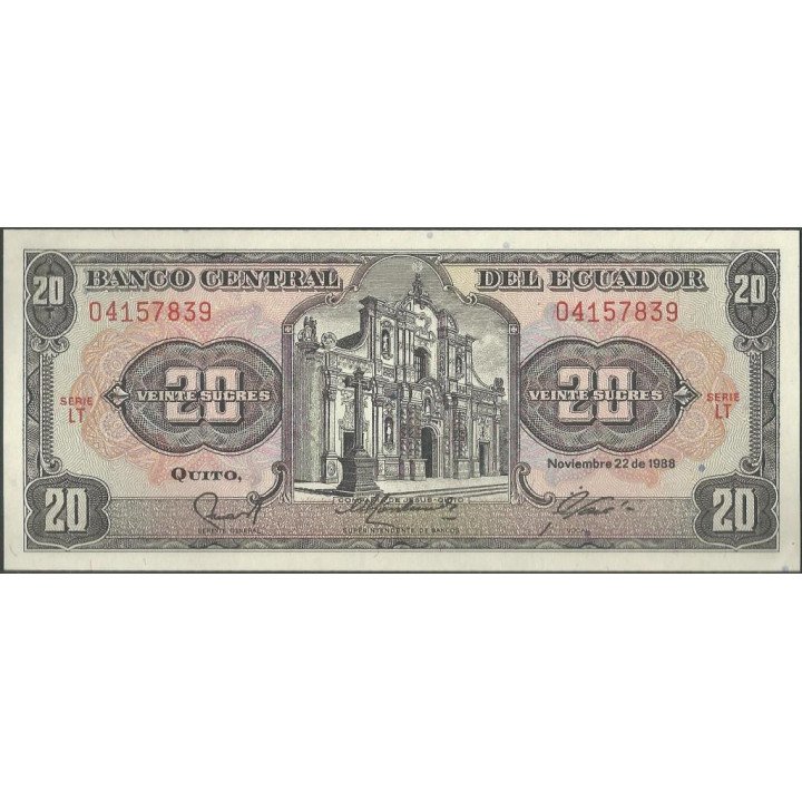 Ecuador 20 Sucres 22 Nov 1988 LT P121Aa