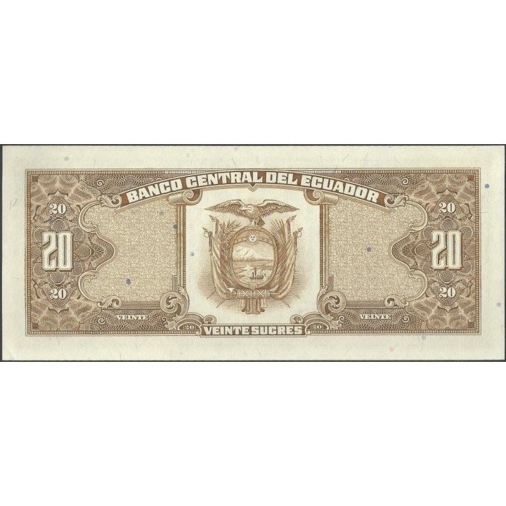 Ecuador 20 Sucres 22 Nov 1988 LT P121Aa reverso