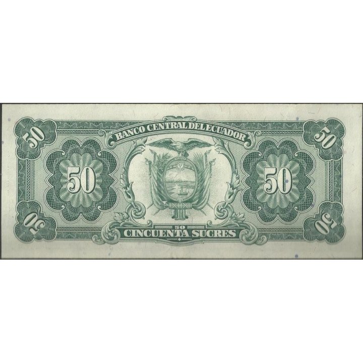 Ecuador 50 Sucres 22 Nov 1988 UB P122a reverso