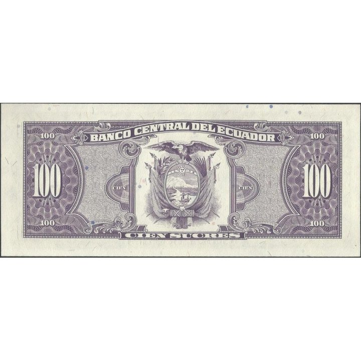 Ecuador 100 Sucres 4 Dic 1992 WE P123Ab reverso