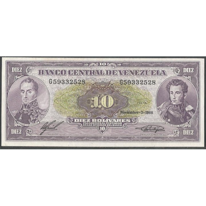 Venezuela 10 Bolivares 3 Nov 1988 G 8 Dig P62