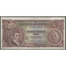 Billete de 20 Pesos 2 Ene 1961 BGW220
