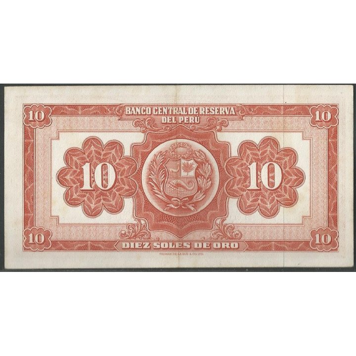 Peru 10 Soles 25 May 1967 P84a reverso