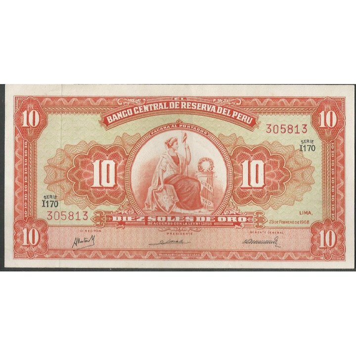 Peru 10 Soles 23 Feb 1968 P84a