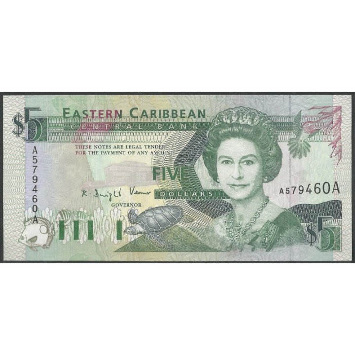 Antigua 5 Dollars ND1993 P26a