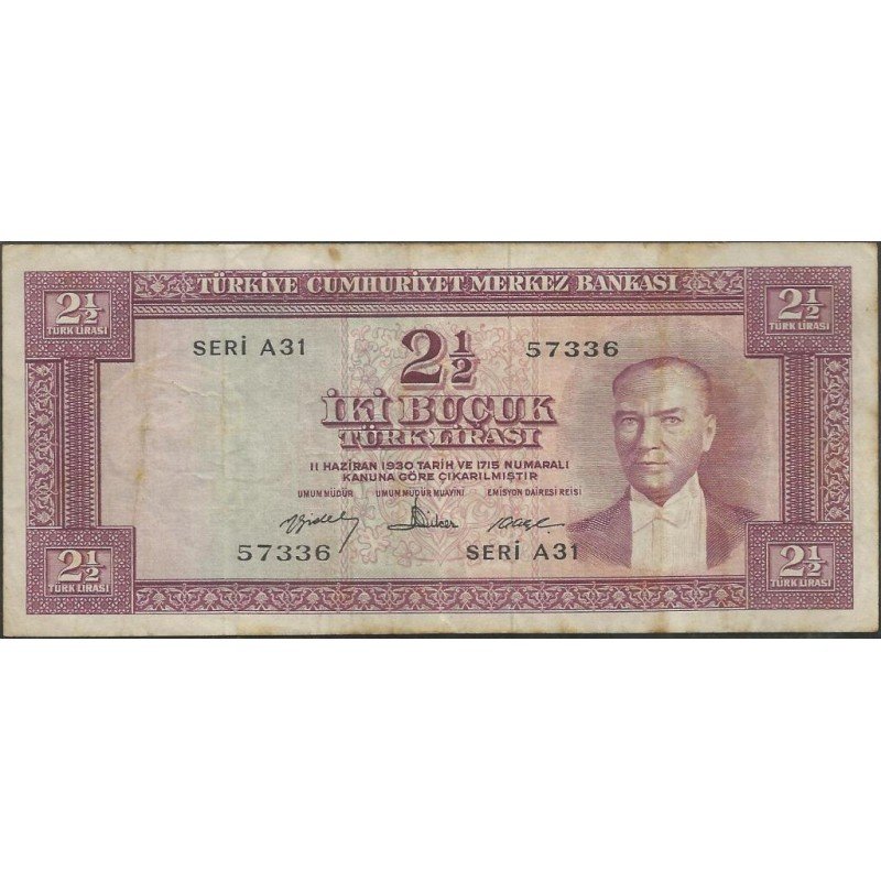 Turkya, 2 1/2 Liras L1930 (15 Feb 1960) P153a
