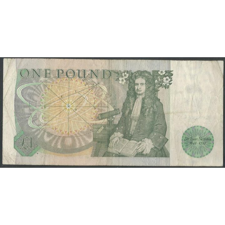 Inglaterra 1 Pound ND1981-4 P377b reverso