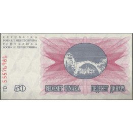 Bosnia & Herzegovina 50 Dinara 1 Jul 1992 P12a