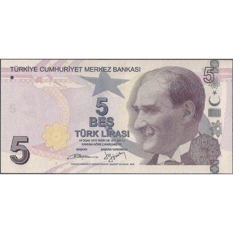 Turkya, 5 Liras ND2009 P222b